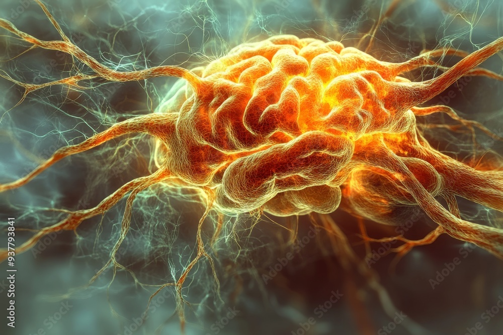 Poster abstract image of a glowing neural network symbolizing the intricacies of thought cognitive processe