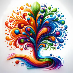 Glossy Abstract Family Tree of Life Digital Art - Vibrant Concept for Family Heritage Banners | Stock Photo