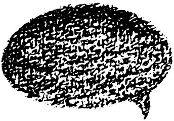 Oval and round chalk, crayon hand drawing speech bubble. Grunge texture illustration with chalkboard background for design template business presentation, school education.