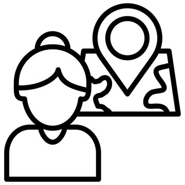 woman beside map location marker clip art preview