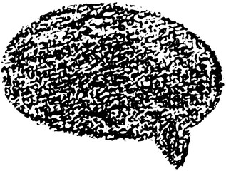 Oval and round chalk, crayon hand drawing speech bubble. Grunge texture illustration with chalkboard background for design template business presentation, school education.