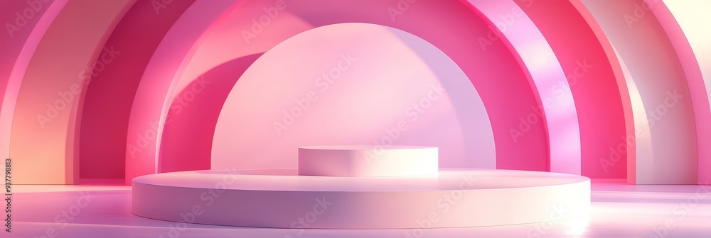Aufkleber pink abstract archway product display background - a minimalist product display with a pink abstract