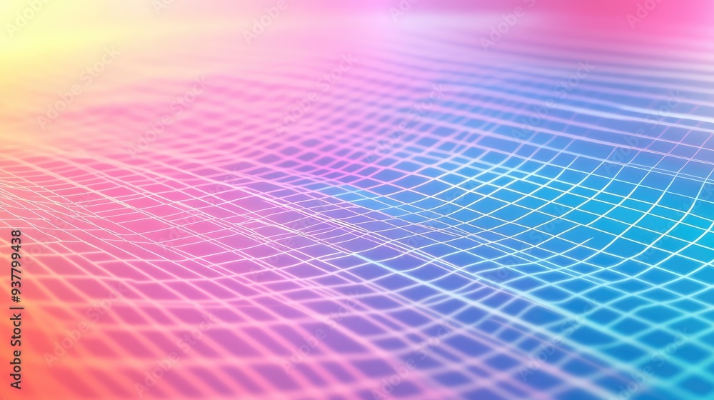 Poster a retro gridline pattern with vibrant colors and a subtle 3d effect, set against a gradient backdrop