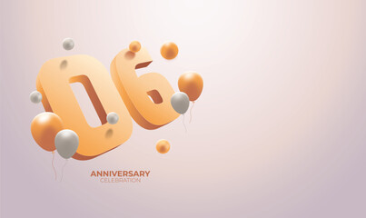 Customizable 6th Year Anniversary Birthday Banner Template with Ample Copy Space