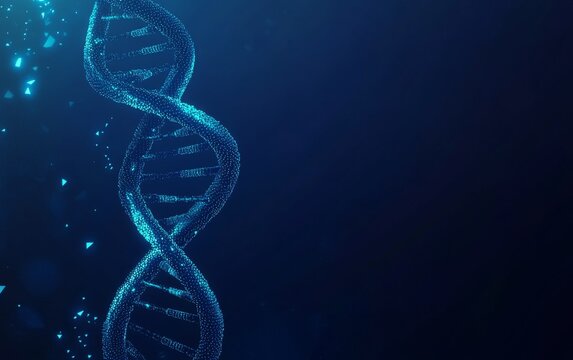 Blue double helix DNA vector on dark blue background