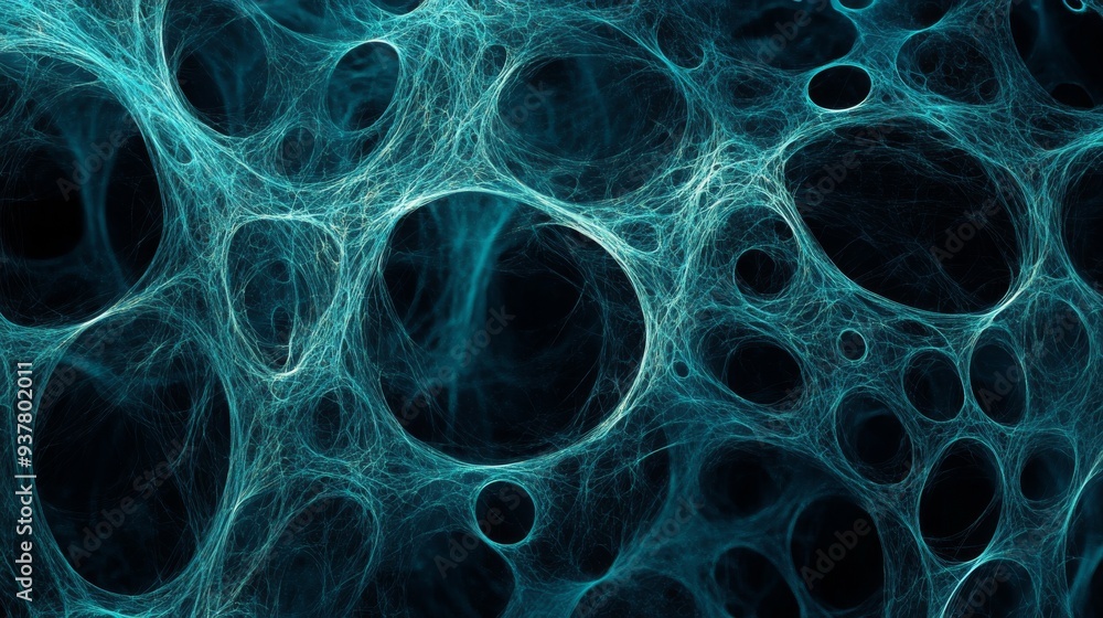 Poster digital web: intricate web of interconnected circles