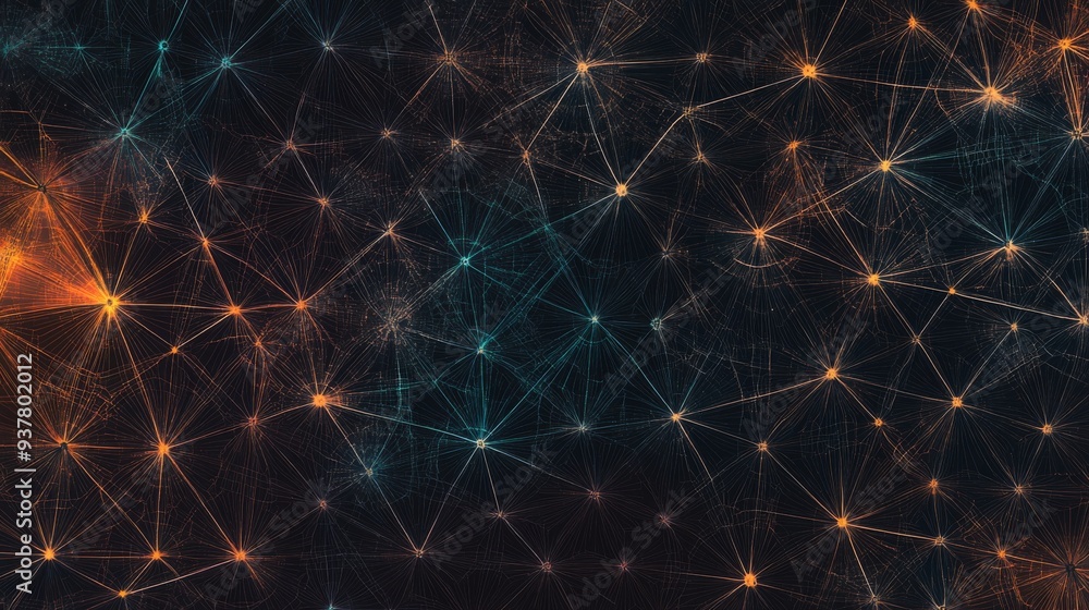 Poster digital web: intricate web of interconnected circles