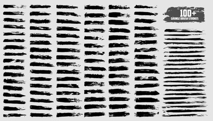 Mega vector brush strokes collection, Ink splatters, grungy painted lines, artistic design elements: waves, circles, triangles. Vector paintbrush set