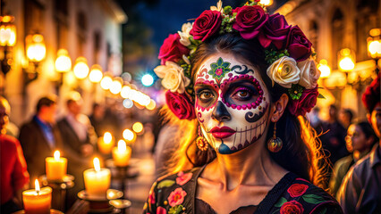 Young Woman Dressed for Day of the Dead Celebration