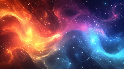 Fototapeta premium Abstract Cosmic Nebula with Vivid Colors and Glowing Light