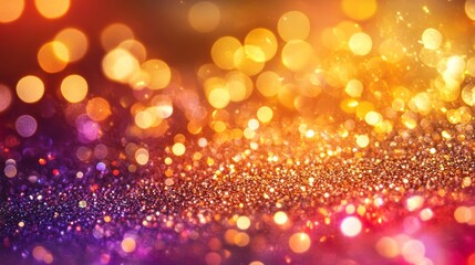 Sparkling Golden Glitter Background with Warm Bokeh Lights - A festive and glamorous background featuring shimmering golden glitter, bokeh lights, and warm colors, symbolizing celebration, joy, and ha