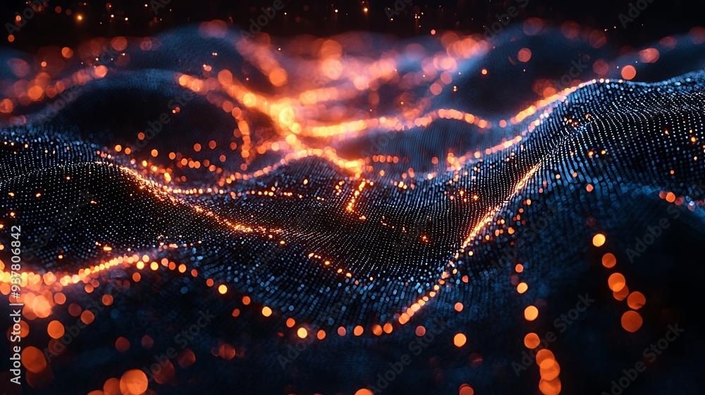 Aufkleber abstract orange and blue bokeh lights on a dark background, creating a visually dynamic and vibrant 