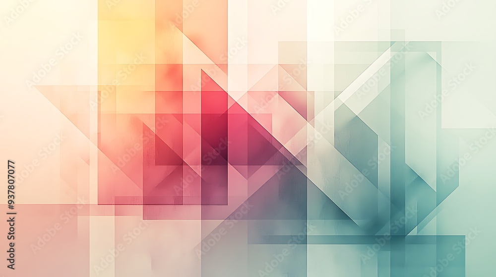 Poster abstract geometric background with red, orange, and blue tones, creating a visually striking and har
