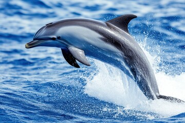 Naklejka premium Delfine im abendlichen Sonnenuntergang im offenen Ozean