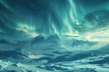 Naklejka premium A beautiful blue sky with a few clouds and auroras in the background