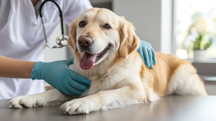 Veterinarian examining a pet in an animal clinic