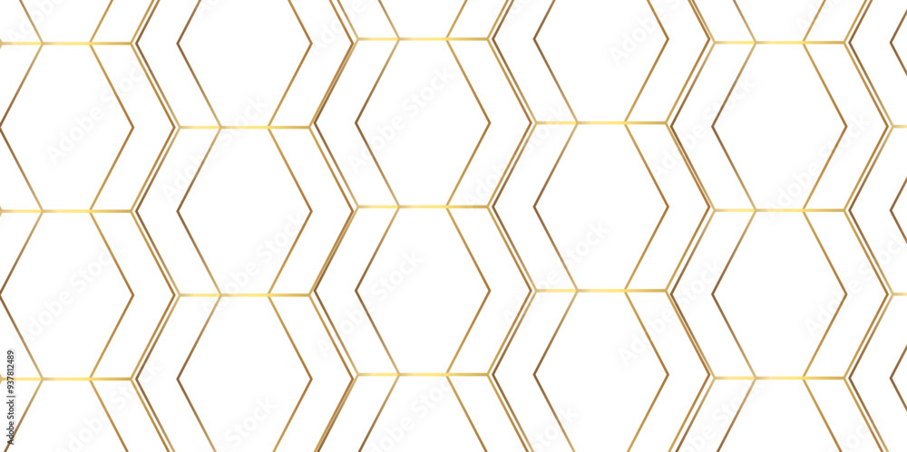 Poster abstract white and golden lines 3d hexagonal structure futuristic background. modern simple style he