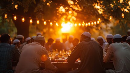 Fototapeta premium Explore the significance of community iftars hosted by mosques during Ramadan Kareem.