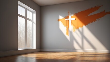 Naklejka premium cross on the wall - Praying room