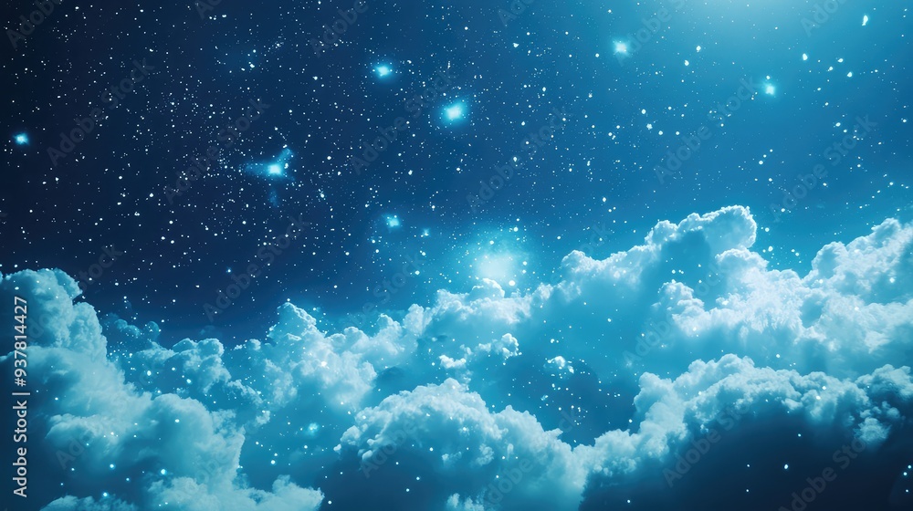 Aufkleber ethereal fragments of shimmering particles scattered across a tranquil sky, creating a celestial and