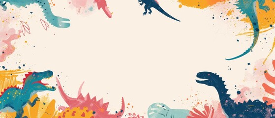 Fototapeta premium A colorful dinosaur drawing with a white background