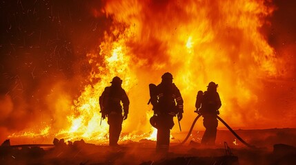 Obraz premium Firefighters brave danger to protect lives and property from blazing infernos.