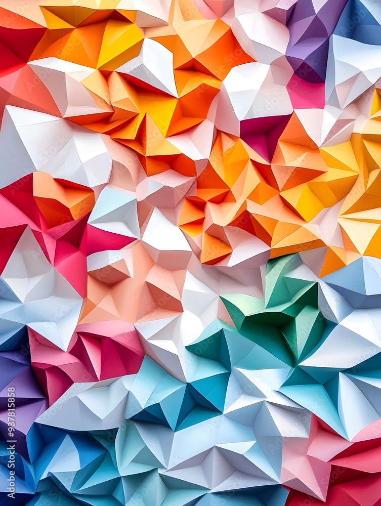 Poster abstract geometric pattern with colorful triangles.
