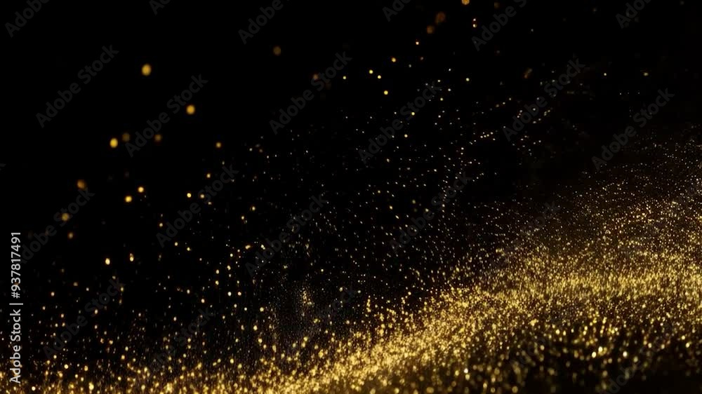 Poster golden sparkling glitter swirling on dark background dynamic abstract holiday party texture smooth m
