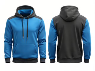Black and blue hoodie for mock up, isolated on transparent background, AI generated