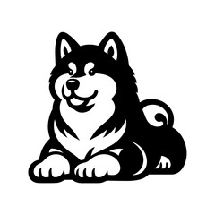 Black akita vector icon
