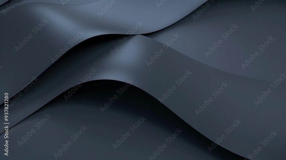 Poster abstract dark blue waves creating a smooth, flowing texture in a dynamic composition against a subtl