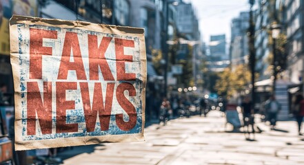 Spreading Awareness: "FAKE NEWS" Billboard Campaign Inspiring Happy Faces at Newsstand Background