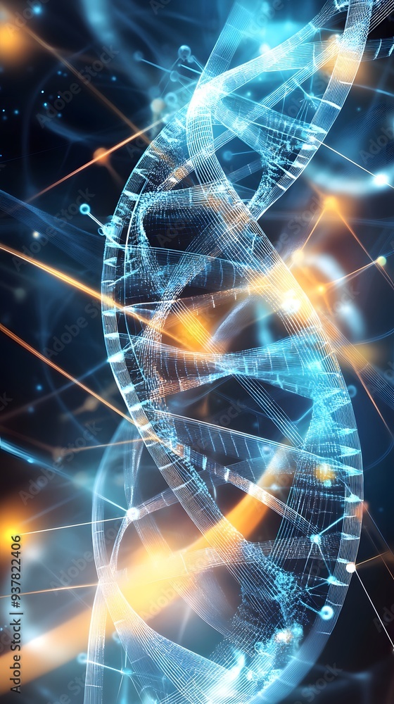 Aufkleber abstract dna structure with glowing lines.