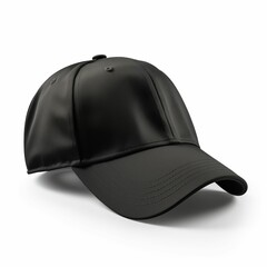Blank black baseball cap mockup side view isolated on white background. Generative ai