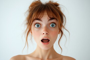 A portrait of a person showing surprise and wonder. Generative AI