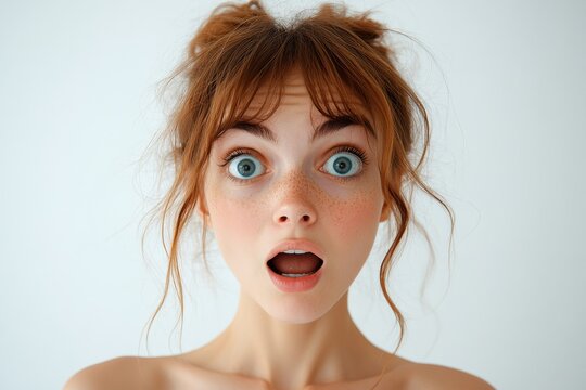 A portrait of a person showing surprise and wonder. Generative AI