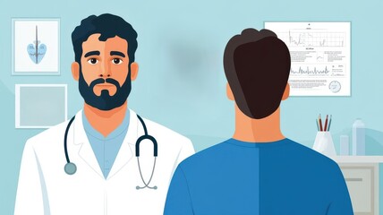 Obraz premium A healthcare professional converses with a patient in a modern clinic, showcasing trust and medical expertise.