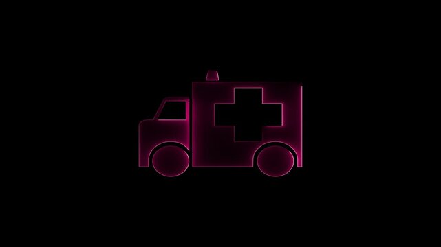 Ambulance icon animation and black background.