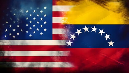 Flags of the USA and Venezuela