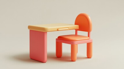 Fototapeta premium Vibrant Children's Table and Chair Set: A Perfect Blend of Style and Functionality