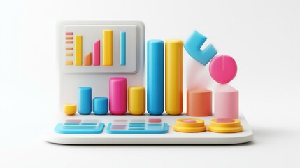 Colorful 3D Business Analytics Dashboard for Data Visualization and Reporting