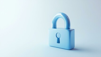 Fototapeta premium Sleek Blue Padlock Symbolizing Digital Security and Privacy in a Minimalist Design