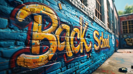 Fototapeta premium Back to School Graffiti text on wall