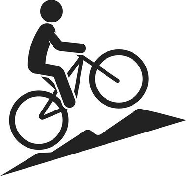 black stick figure riding bicycle downhill clip art preview