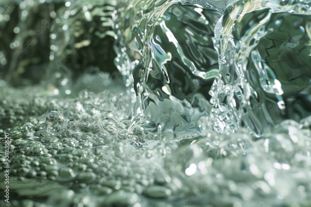 Poster a close-up view of a stream of water, perfect for use in nature and outdoor-themed projects
