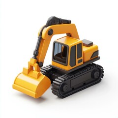 Fototapeta premium Dynamic Yellow Excavator: A Powerful Machine for Construction and Earthmoving Projects