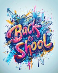 Naklejka premium Back to School Graffiti lettering on wall