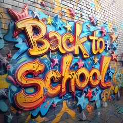 Back to School Graffiti lettering on wall