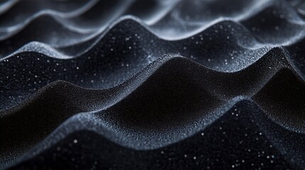 foam sponge material texture background in dark black color with wavy striped surface a pile of thick industrial sponge material : Generative AI