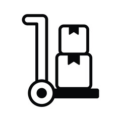 Luggage cart, parcel trolley vector design isolated on white background, dolly icon